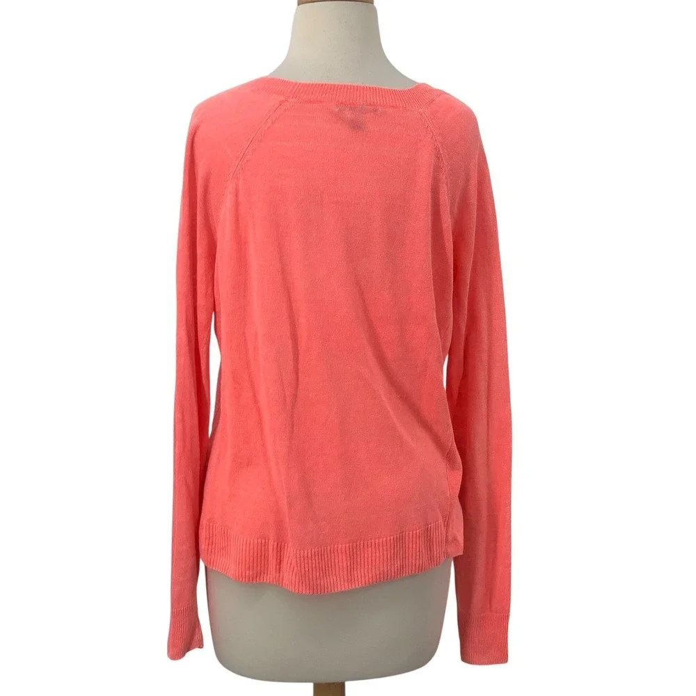 J. Crew Long Sleeve Crew Neck Coral Pink Linen Sweater Pullover Lightweight Sz S